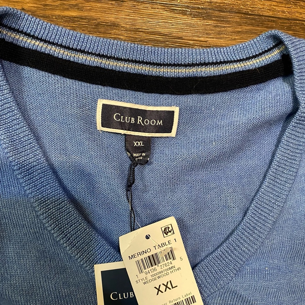 Club Room Light Blue V-Neck Sweater - Picture 2 of 6